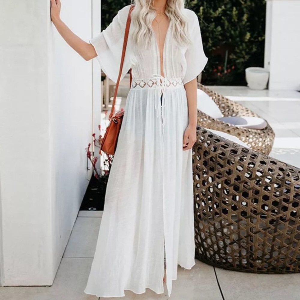5⭐️Fave White Crochet Lace Kimono Duster - Picture 3 of 6